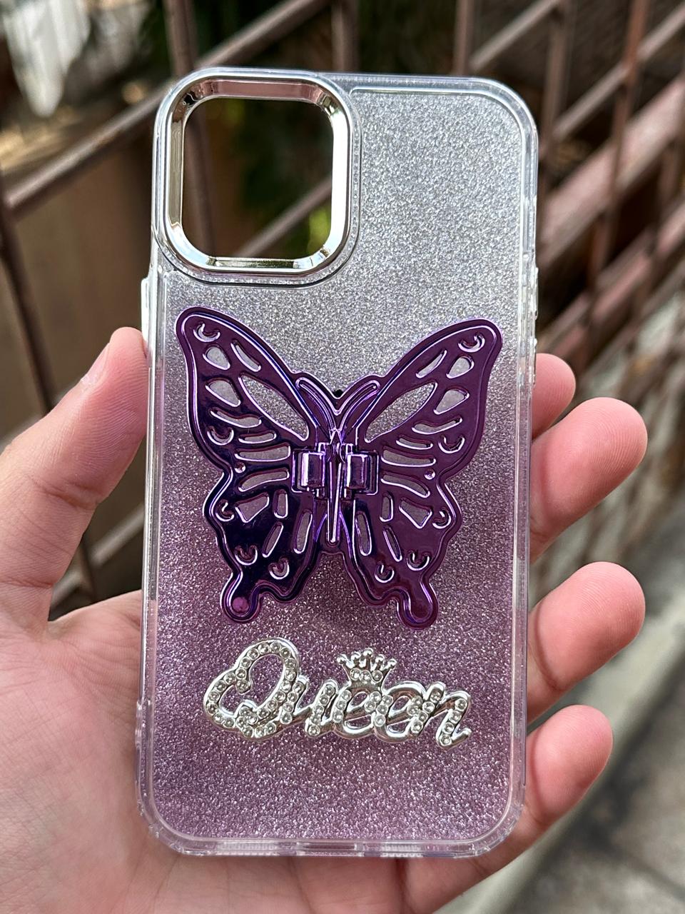 iPhone "12/12 Pro" Queen Butterfly Glitter Case - Purple
