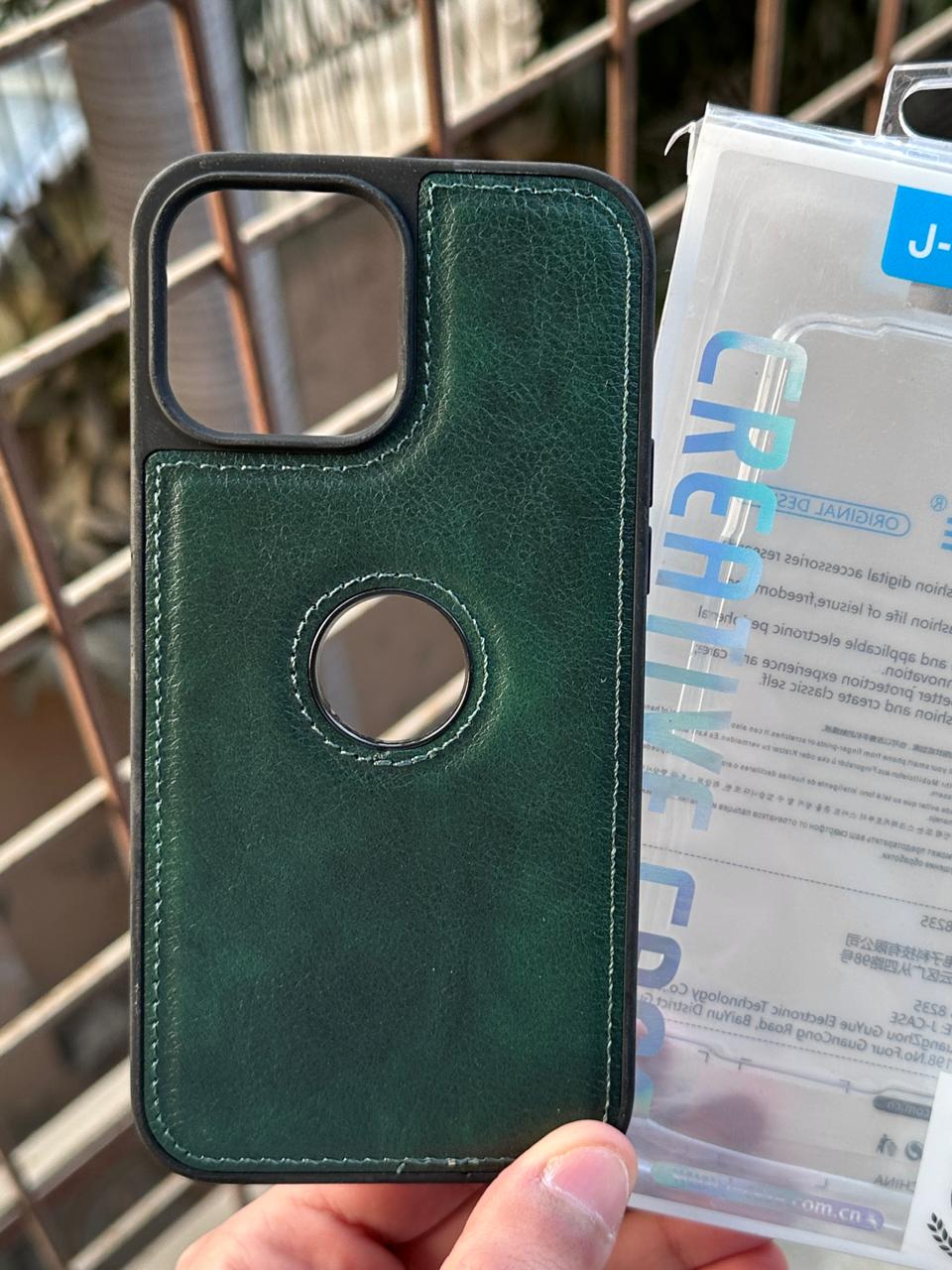 iPhone "13 Pro Max" Premium J-CASE Leather Case - Green