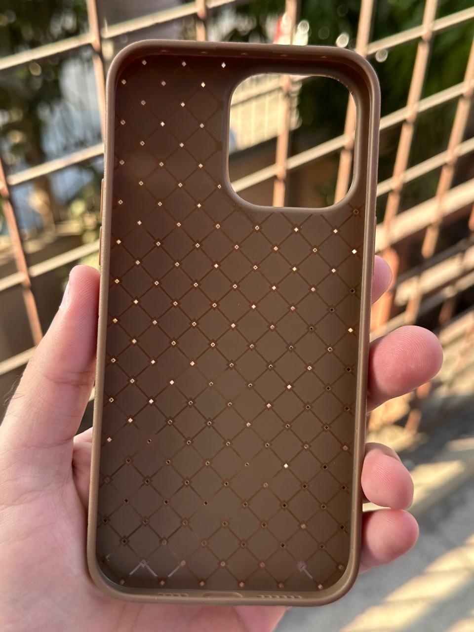 iPhone "14 Pro Max" Woven "Leather Feel" Case - Brown