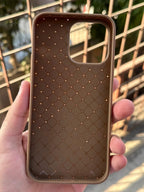 iPhone "14 Pro Max" Woven "Leather Feel" Case - Brown