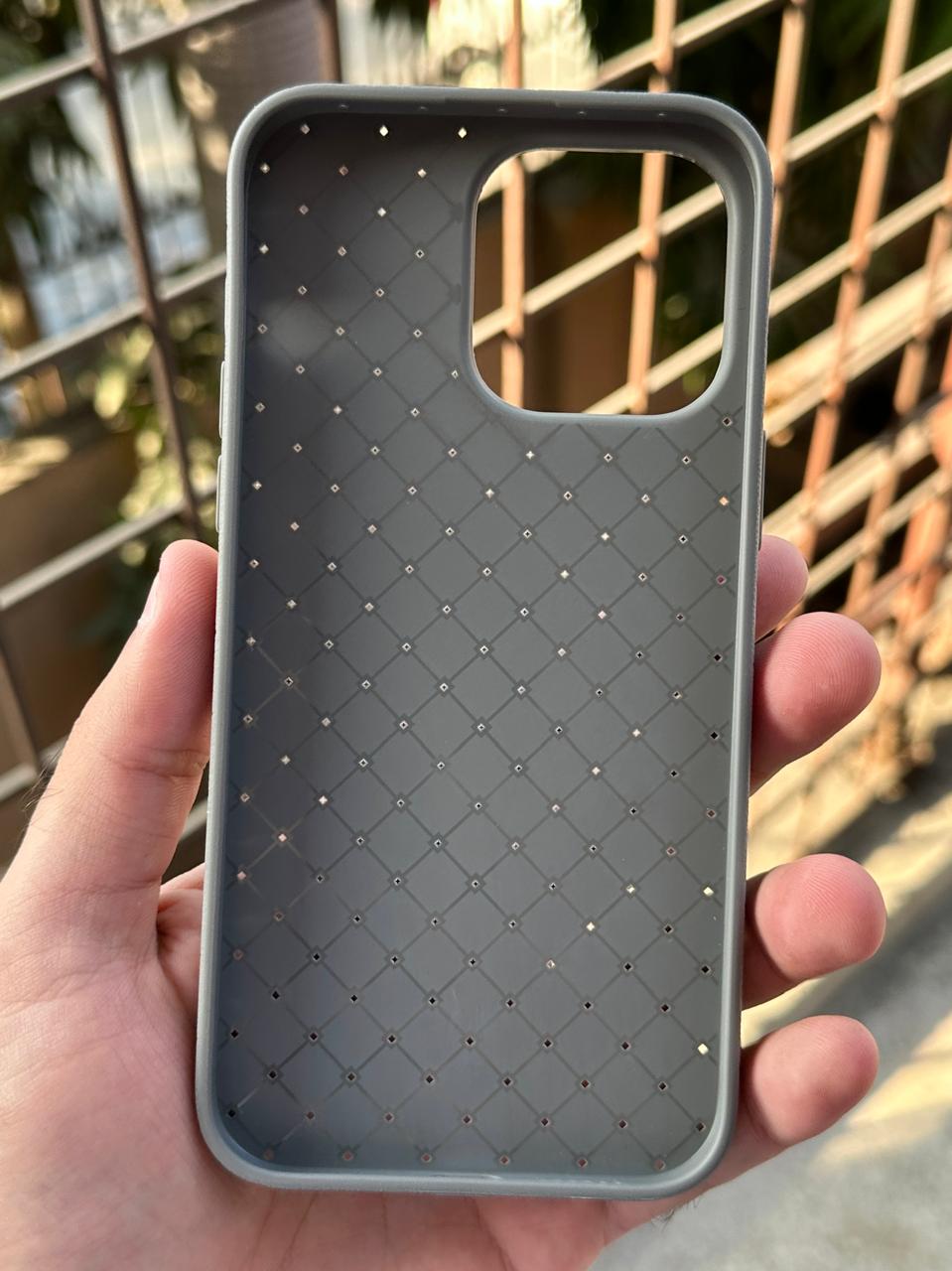 iPhone "14 Pro Max" Woven "Leather Feel" Case - Gray