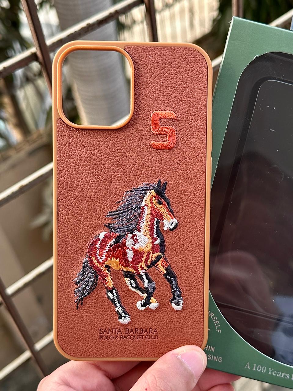 iPhone "13 Pro Max" Premium Polo Embroidered Case - Brown