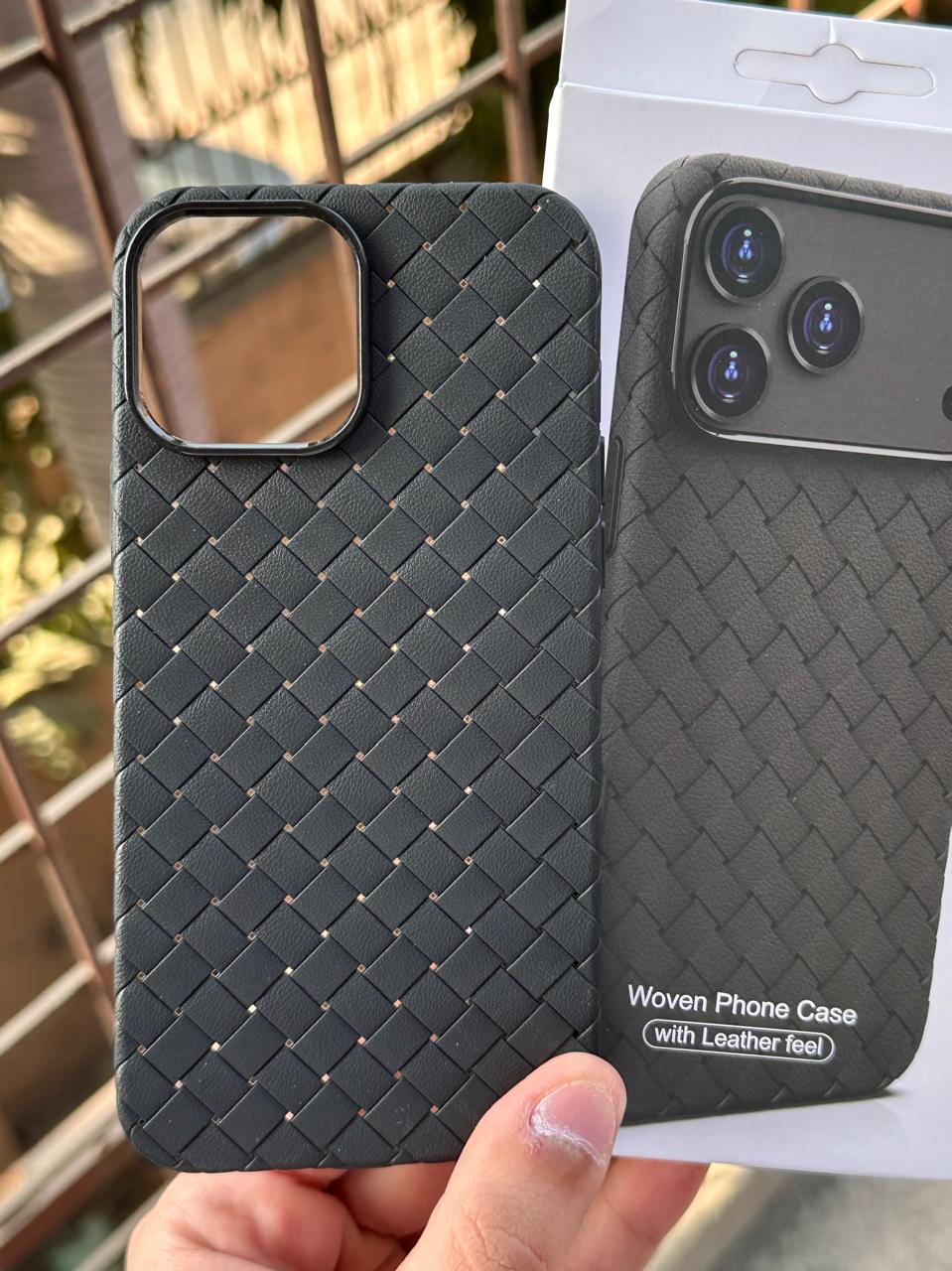 iPhone "13 Pro Max" Woven "Leather Feel" Case - Black Main image
