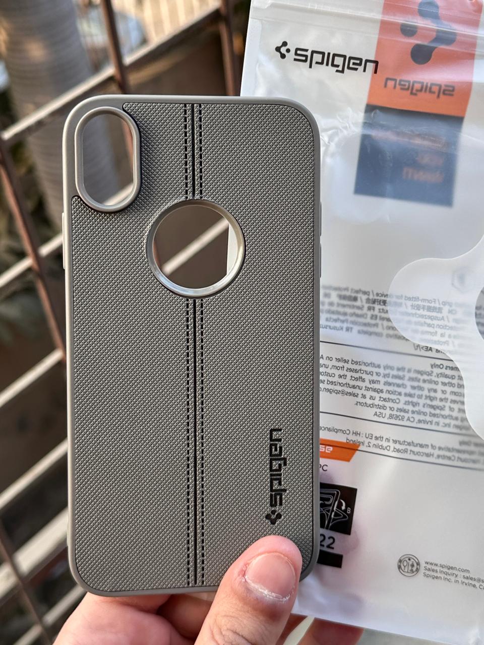 iPhone "XS Max" Spigen Premium Lining Stitched Case - Gray Main image