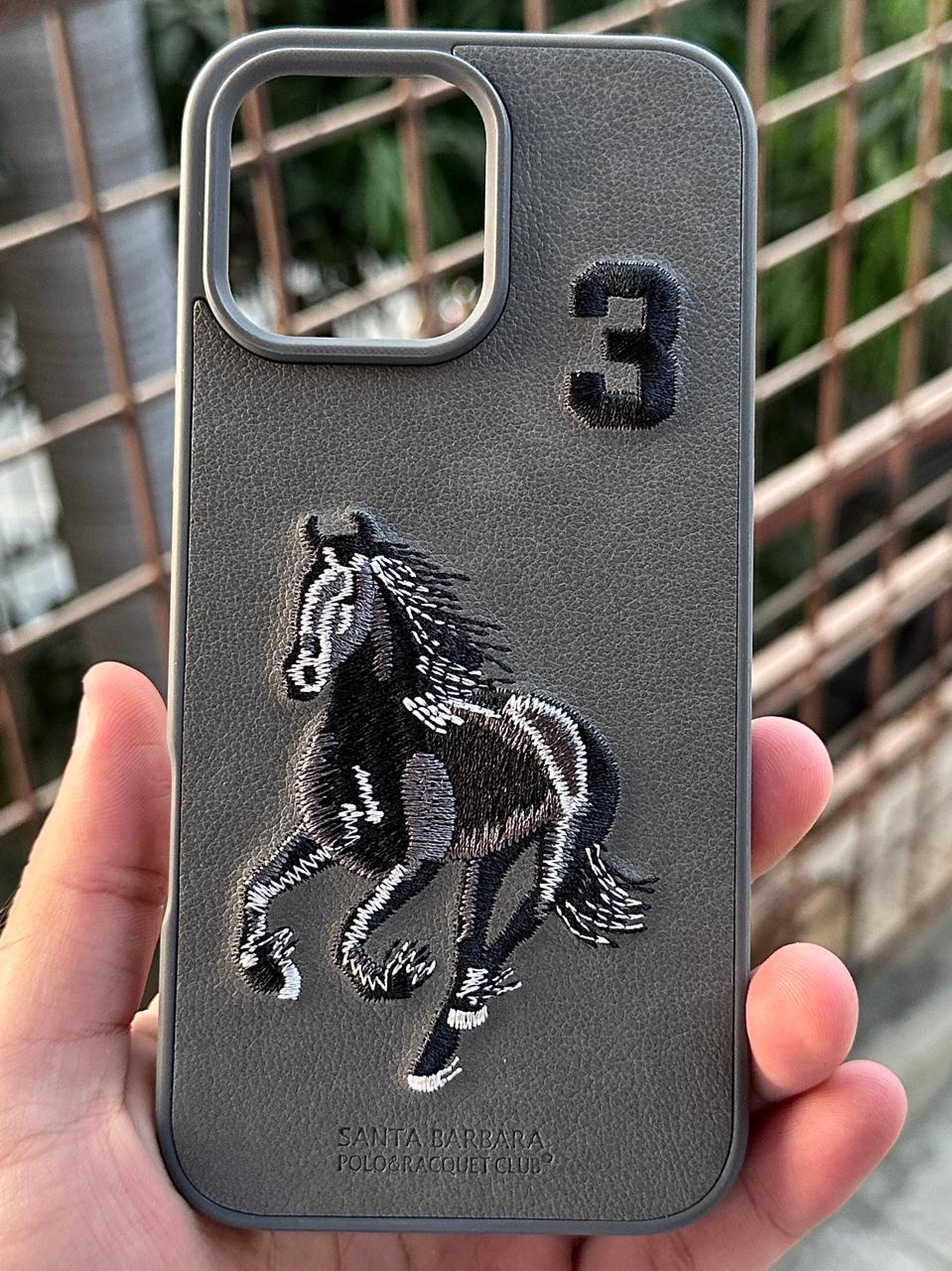 iPhone "16 Pro Max" Premium Polo Embroidered Case - Dark Gray