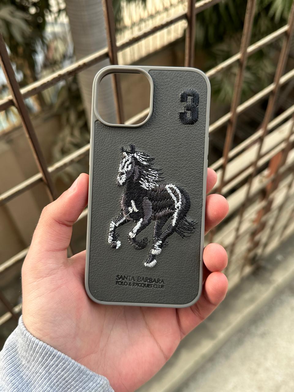 iPhone "15" Premium Polo Embroidered Case - Dark Gray