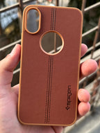 iPhone "XR" Spigen Premium Lining Stitched Case - Brown