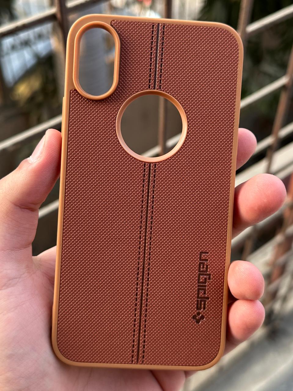 iPhone "XR" Spigen Premium Lining Stitched Case - Brown