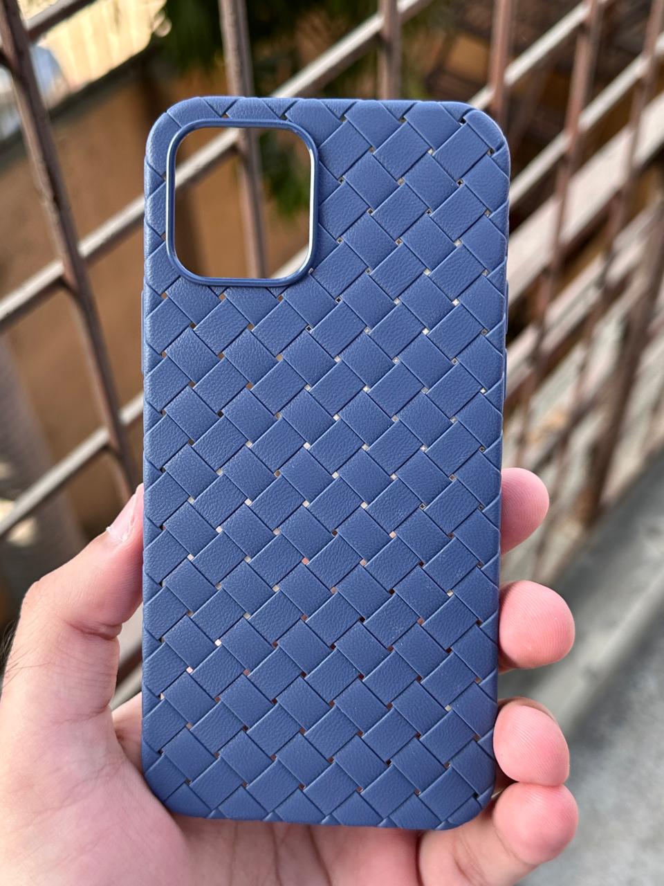 iPhone "12/12 Pro" Woven "Leather Feel" Case - Blue Secondary image