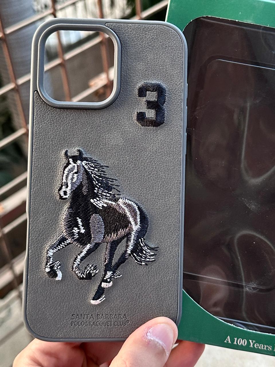 iPhone "16 Pro Max" Premium Polo Embroidered Case - Dark Gray Main image