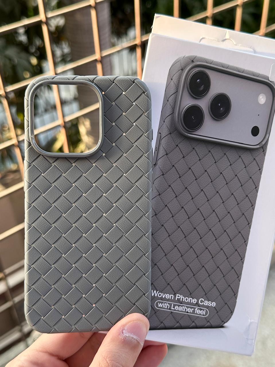 iPhone "15 Pro" Woven "Leather Feel" Case - Gray Main image