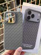 iPhone "15 Pro" Woven "Leather Feel" Case - Gray