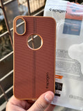 iPhone "XS Max" Spigen Premium Lining Stitched Case - Brown