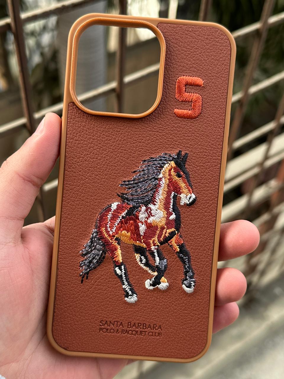 iPhone "15 Pro Max" Premium Polo Embroidered Case - Brown