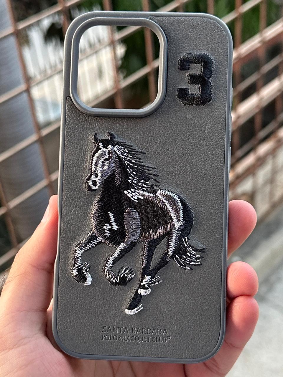iPhone "16 Pro" Premium Polo Embroidered Case - Dark Gray
