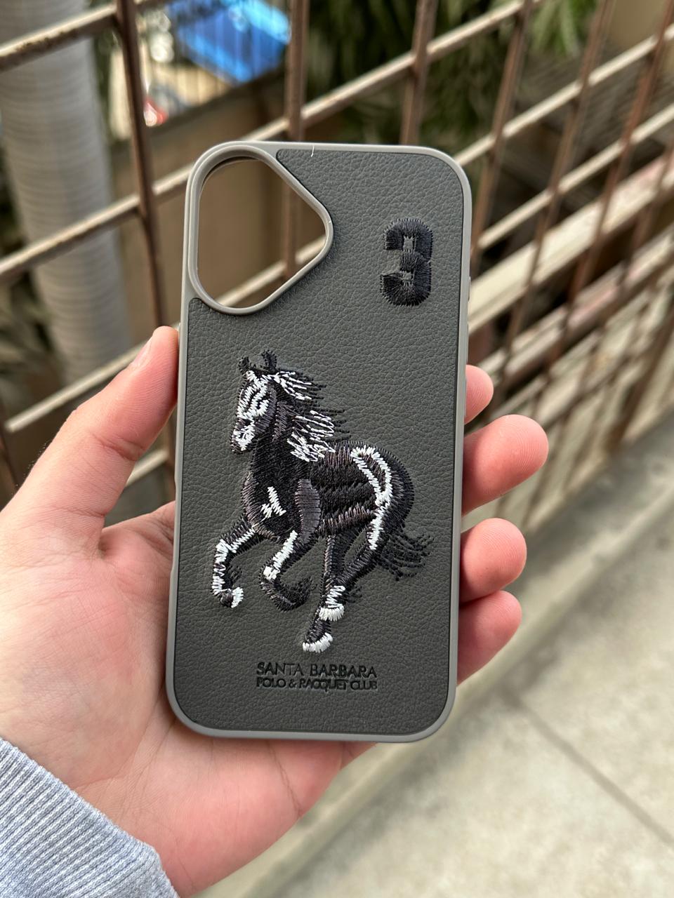 iPhone "17" Premium Polo Embroidered Case - Dark Gray