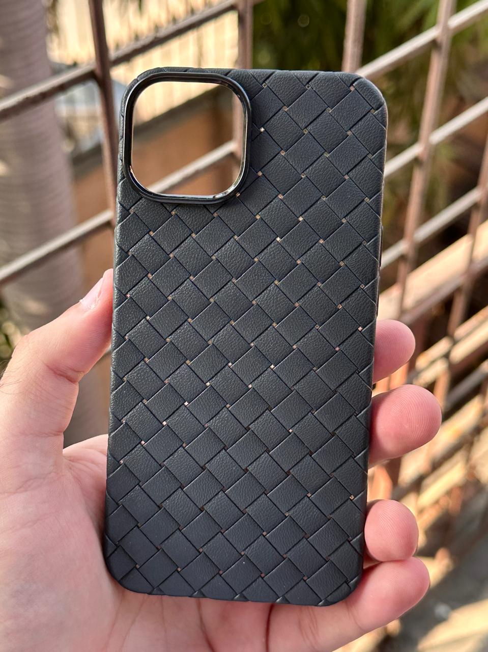 iPhone "13/14" Woven "Leather Feel" Case - Black Secondary image
