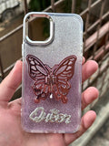 iPhone "11" Queen Butterfly Glitter Case - Baby Pink