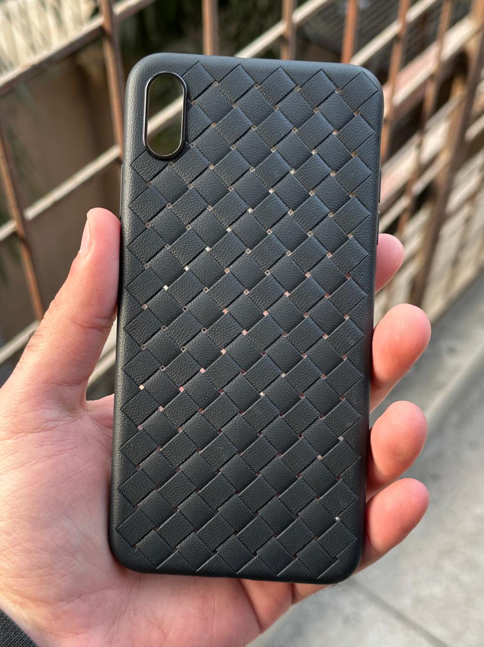 iPhone "XS Max" Woven "Leather Feel" Case - Black