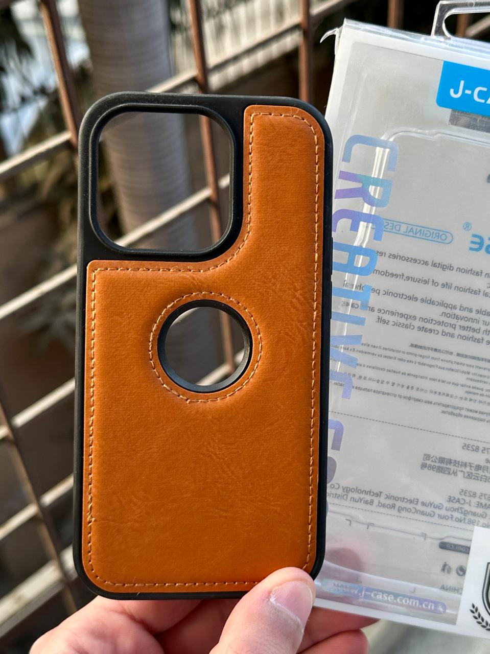 iPhone "14 Pro" Premium J-CASE Leather Case - Camel