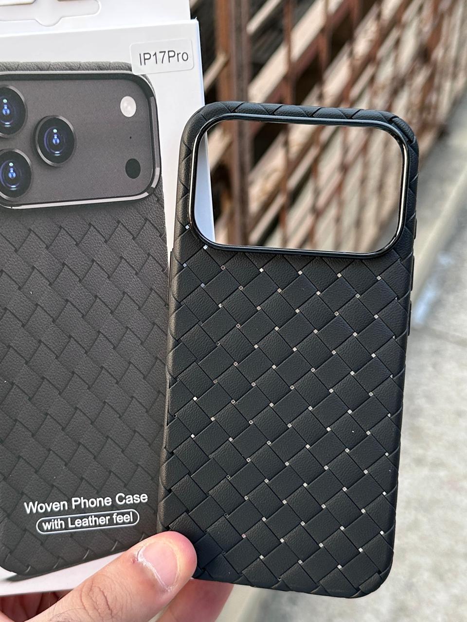 iPhone "17 Pro" Woven "Leather Feel" Case - Black