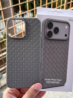 iPhone "15 Pro Max" Woven "Leather Feel" Case - Gray