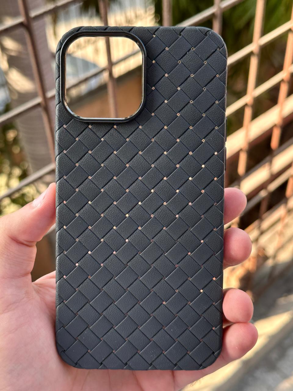 iPhone "13 Pro Max" Woven "Leather Feel" Case - Black Secondary image