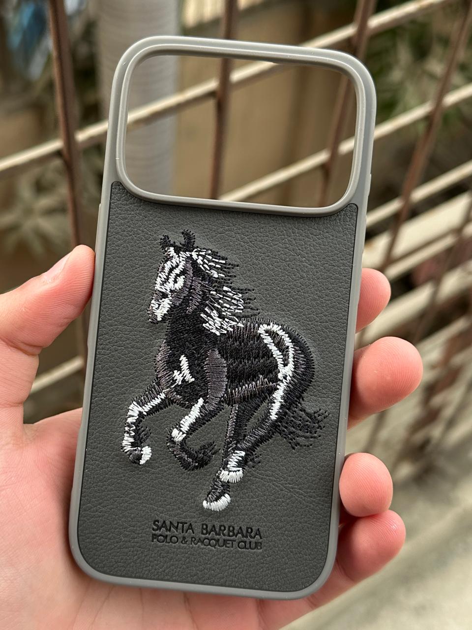 iPhone "17 Pro" Premium Polo Embroidered Case - Dark Gray
