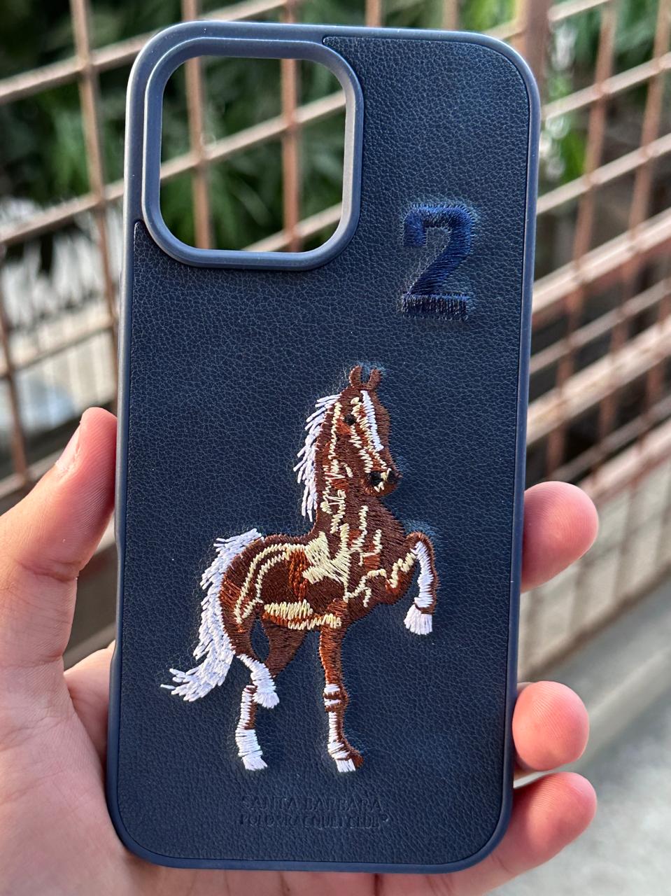 iPhone "16 Pro Max" Premium Polo Embroidered Case - Blue