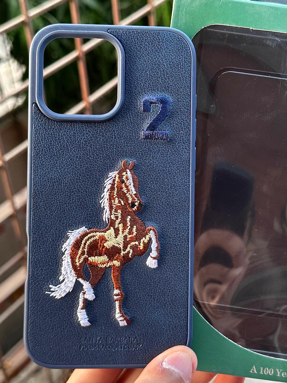 iPhone "16 Pro Max" Premium Polo Embroidered Case - Blue Main image