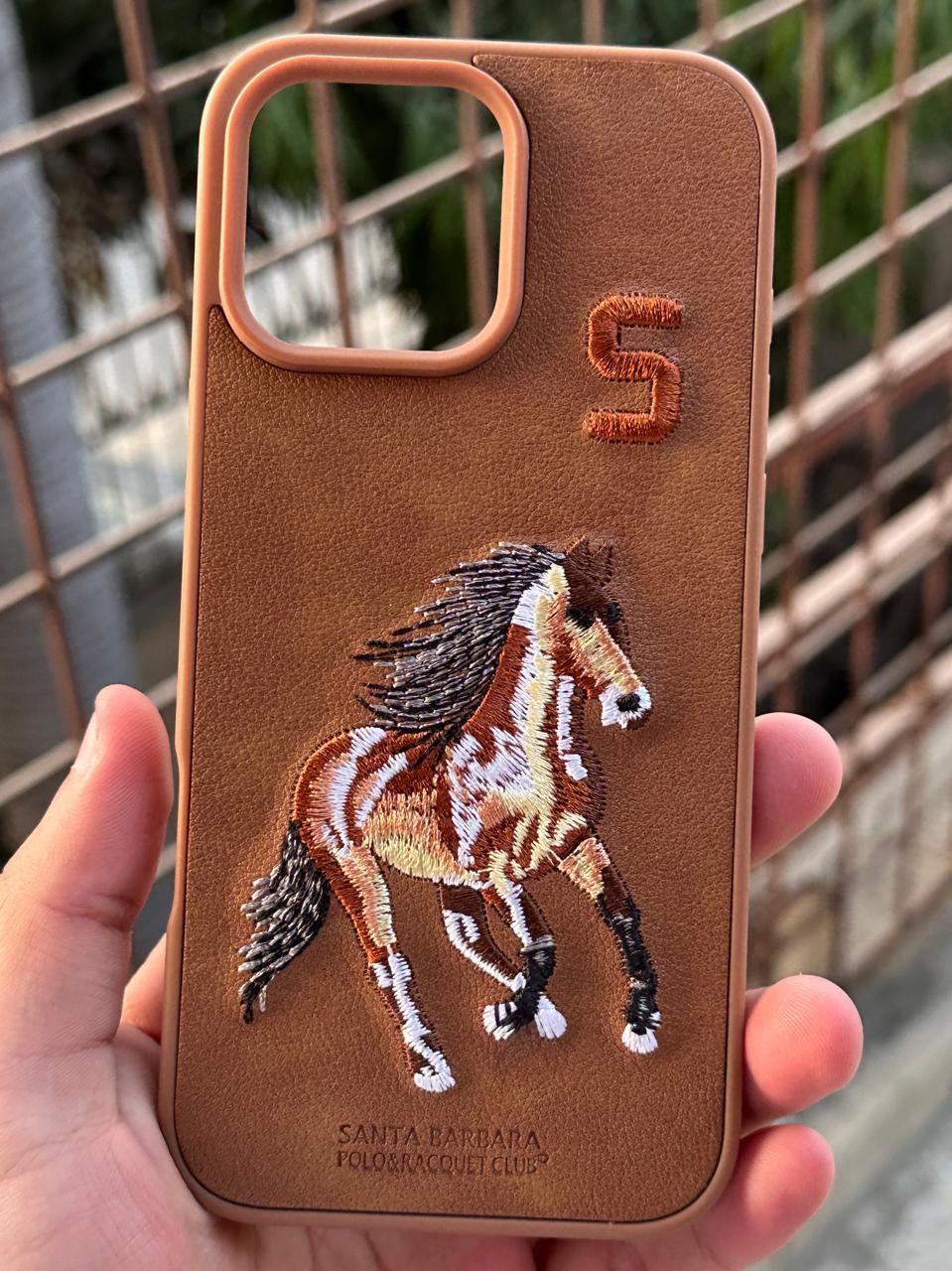 iPhone "16 Pro Max" Premium Polo Embroidered Case - Brown