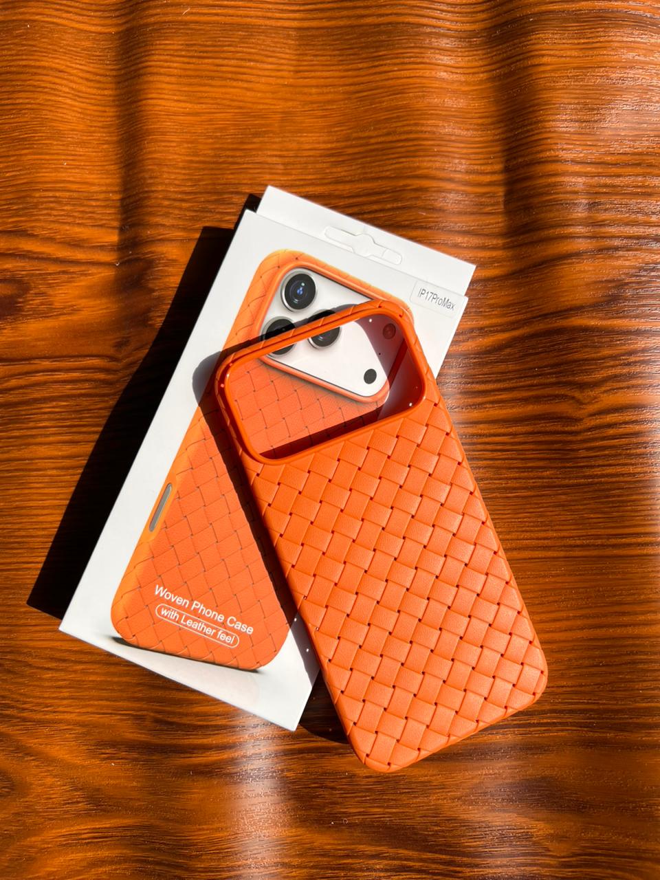 iPhone 17 Pro Max Woven Case "Leather Feel" Orange