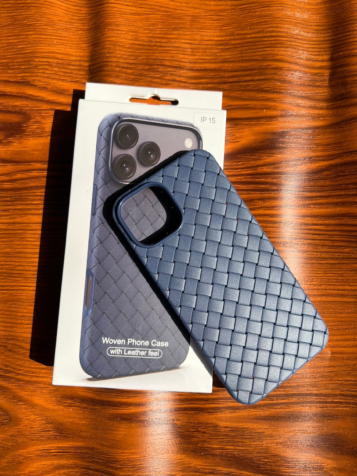 iPhone 15 Woven Case "Leather Feel" Blue