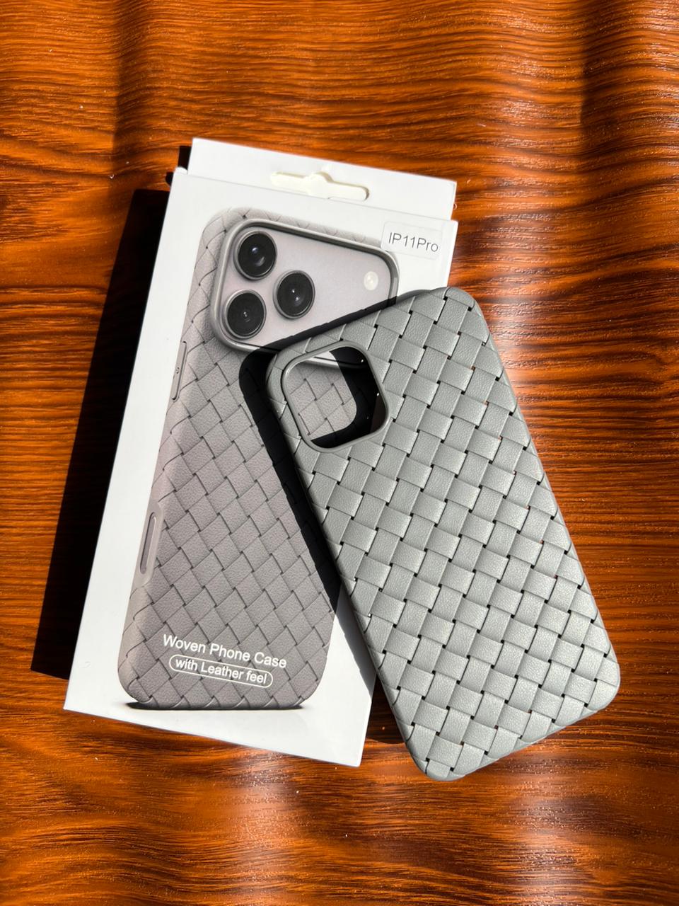 iPhone 11 Pro Woven Case "Leather Feel" Gray