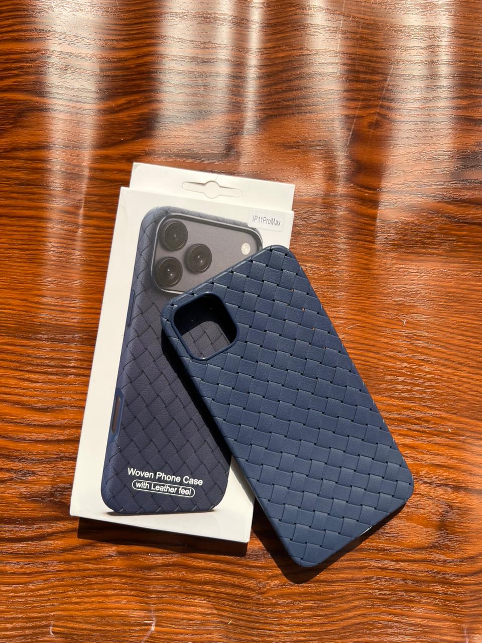iPhone 11 Pro Max Woven Case "Leather Feel" Blue