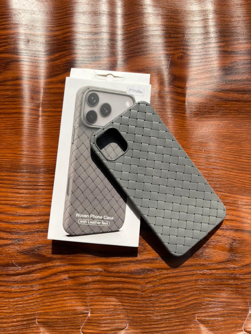 iPhone 11 Pro Max Woven Case "Leather Feel" Gray