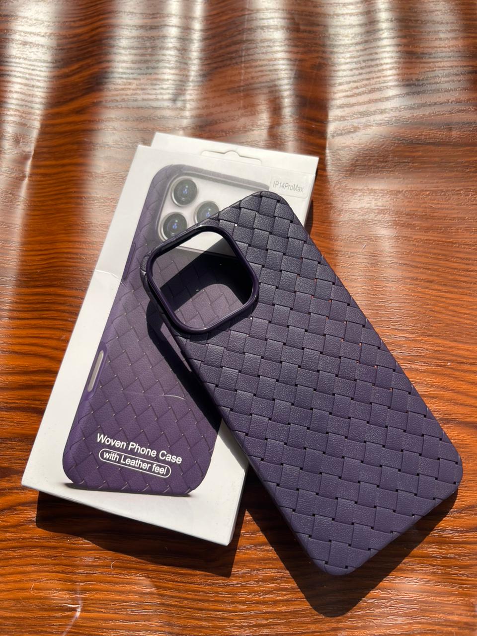 iPhone 14 Pro Max Woven Case "Leather Feel" Purple