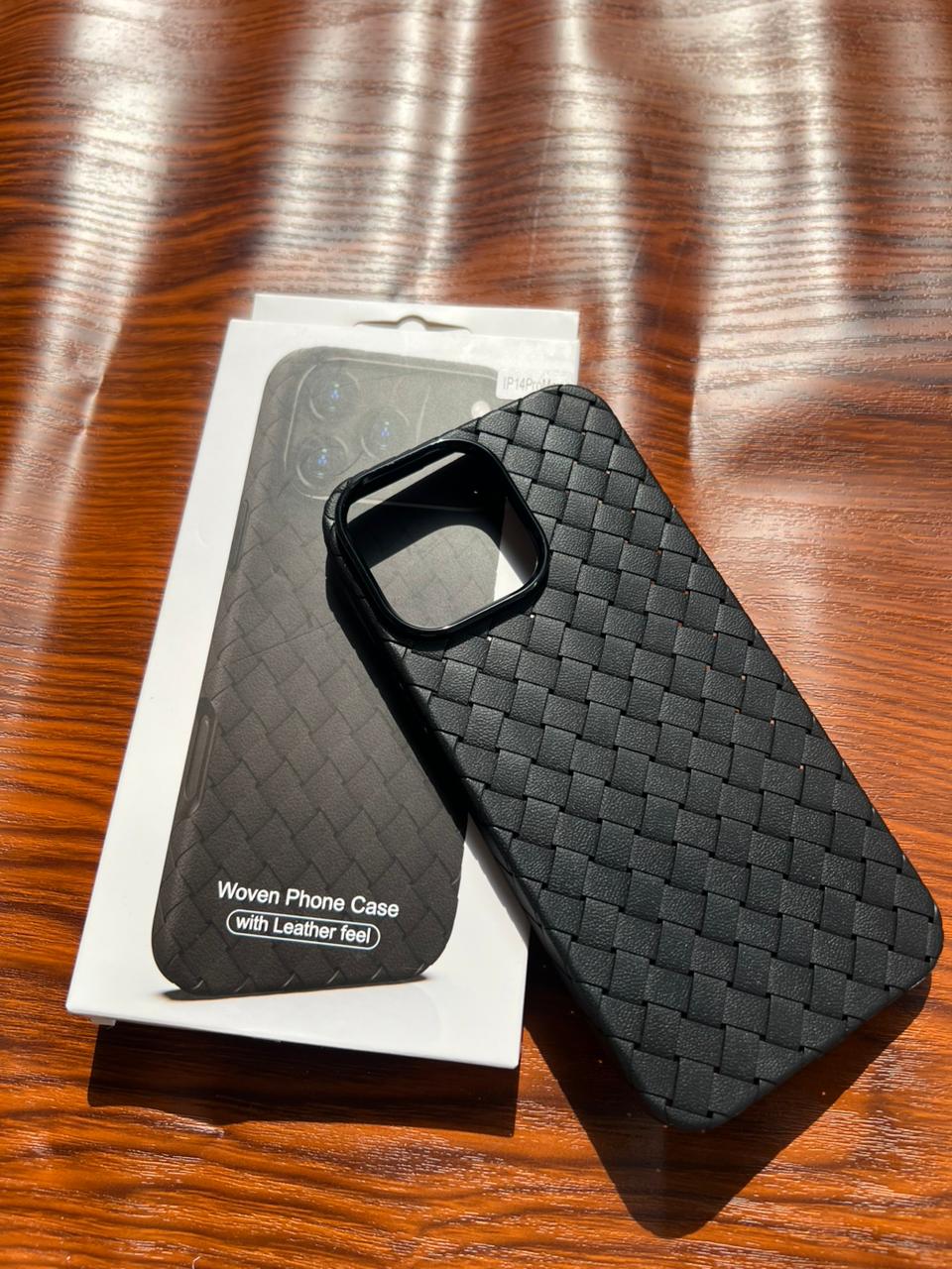 iPhone 14 Pro Max Woven Case "Leather Feel" Black