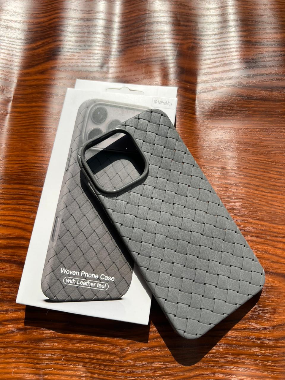 iPhone 14 Pro Max Woven Case "Leather Feel" Gray