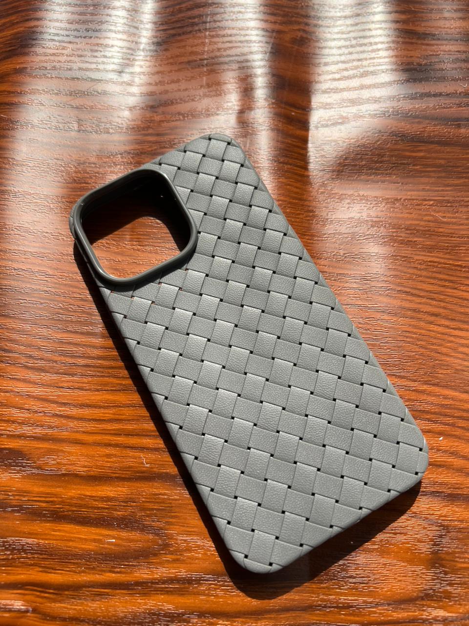 iPhone 14 Pro Max Woven Case "Leather Feel" Gray