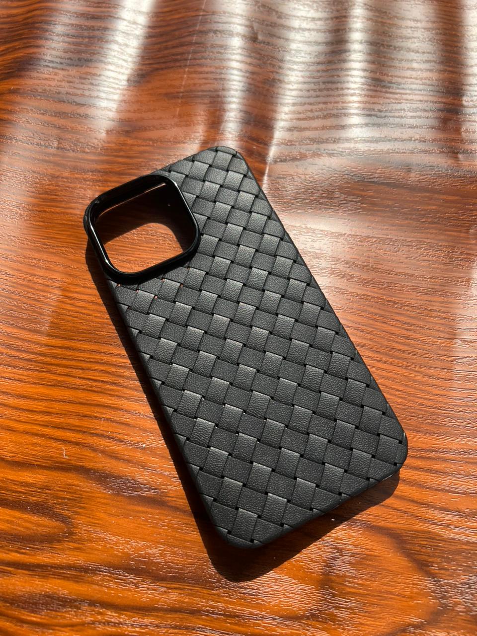 iPhone 14 Pro Max Woven Case "Leather Feel" Black