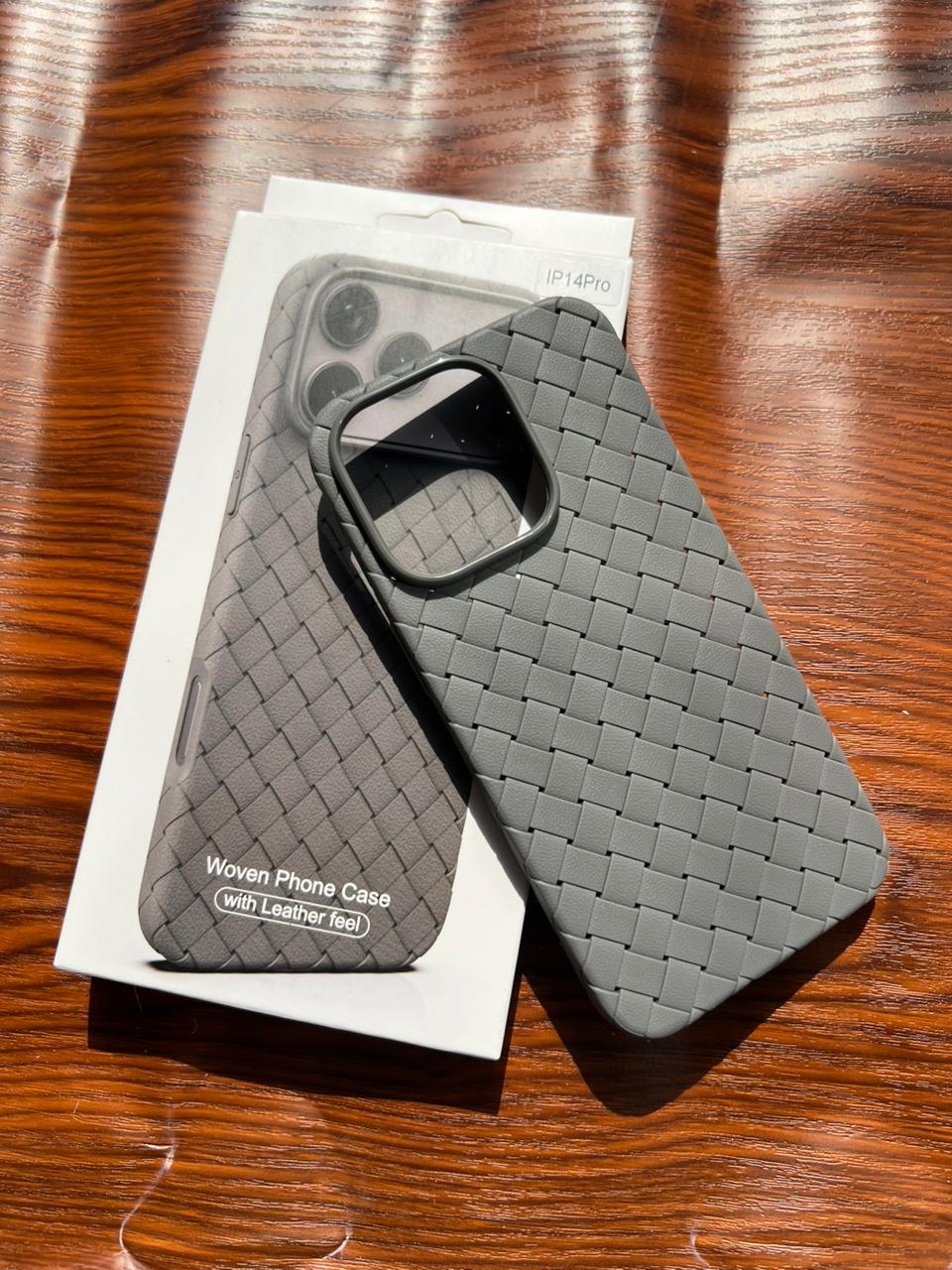 iPhone 14 Pro Woven Case "Leather Feel" Gray
