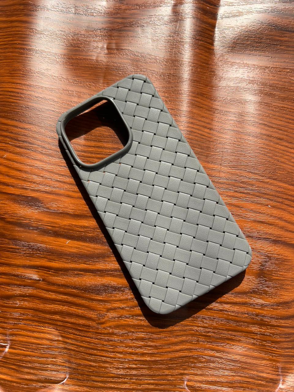 iPhone 14 Pro Woven Case "Leather Feel" Gray