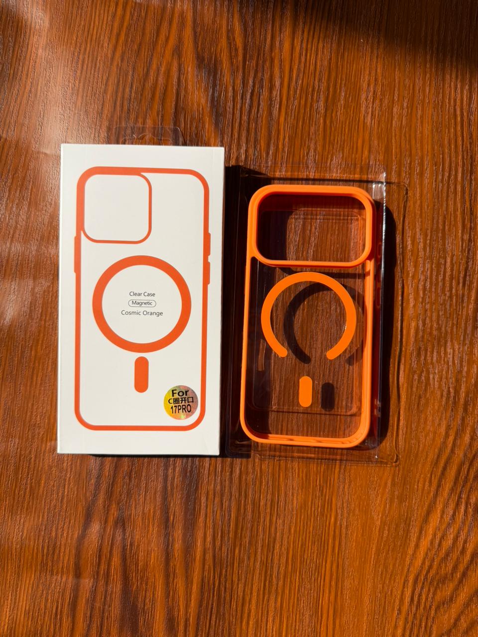 iPhone "17 Pro" Premium Clear MagSafe Case Orange