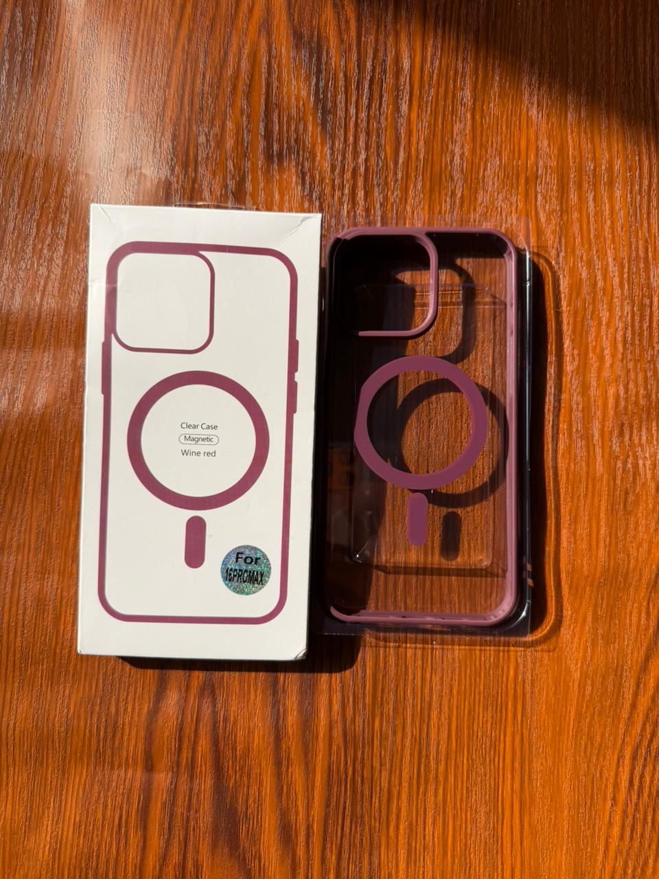 iPhone "16 Pro Max" Premium Clear MagSafe Case Wine Red