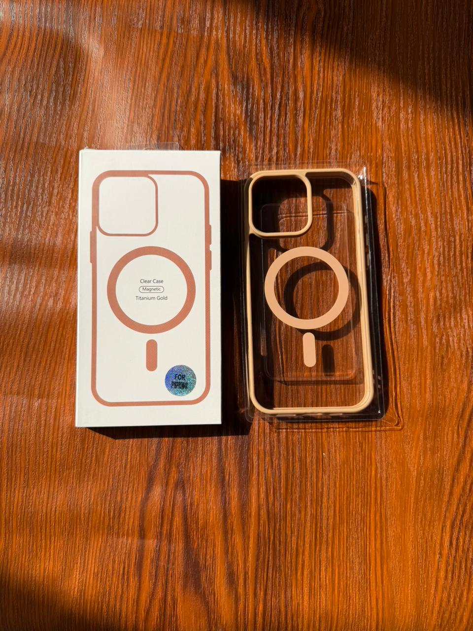 iPhone "16 Pro Max" Premium Clear MagSafe Case Gold Titanium