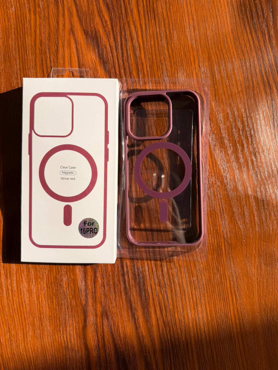 iPhone "16 Pro" Premium Clear MagSafe Case Wine Red