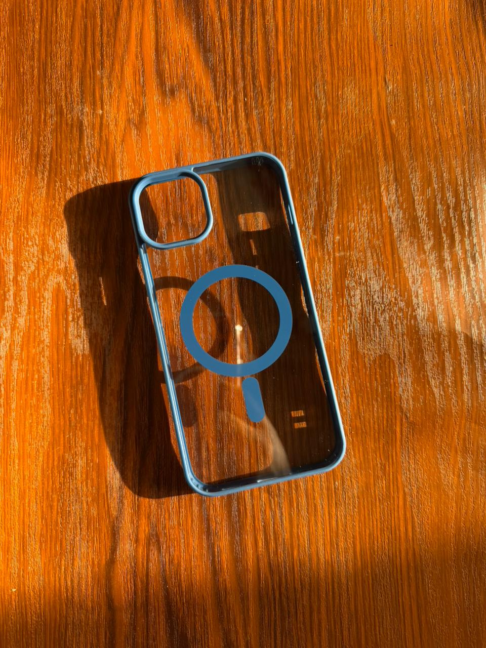 iPhone "15 Plus" Premium Clear MagSafe Case Blue