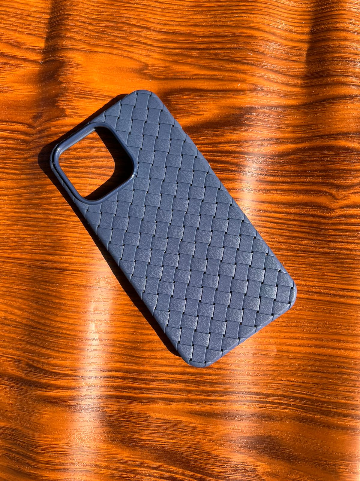 iPhone 15 Pro Max Woven Case "Leather Feel" Blue