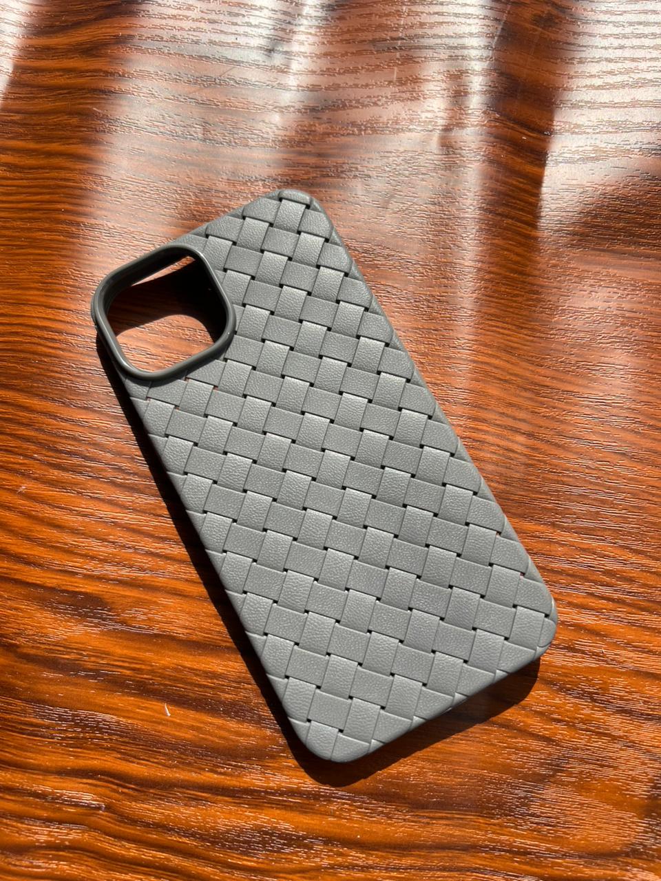 iPhone 14 Woven Case "Leather Feel" Gray